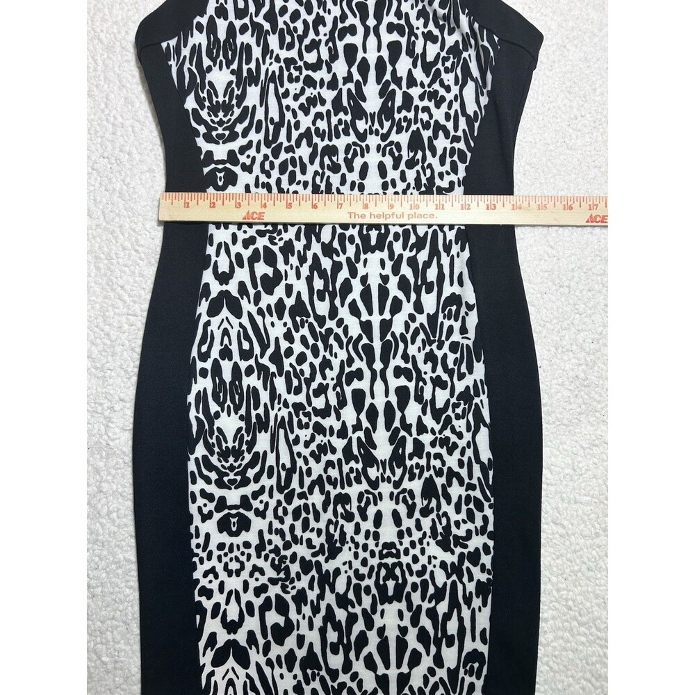 Kardashian Kollection Womens Dress Size S Black White Snow Leopard Print Bodycon - Picture 2 of 12